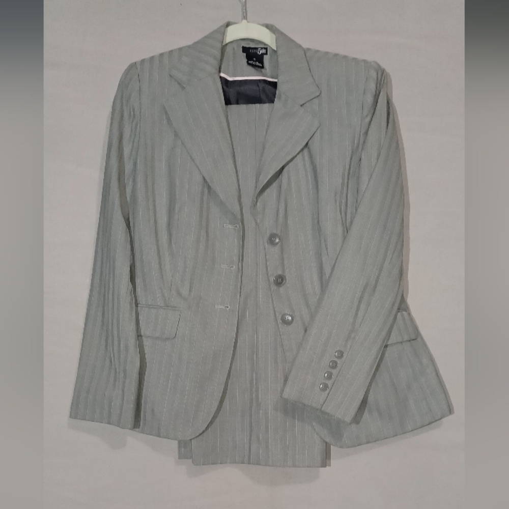 East 5th Taupe Pinstripe Blazer and Pants Two Piece Ensemble